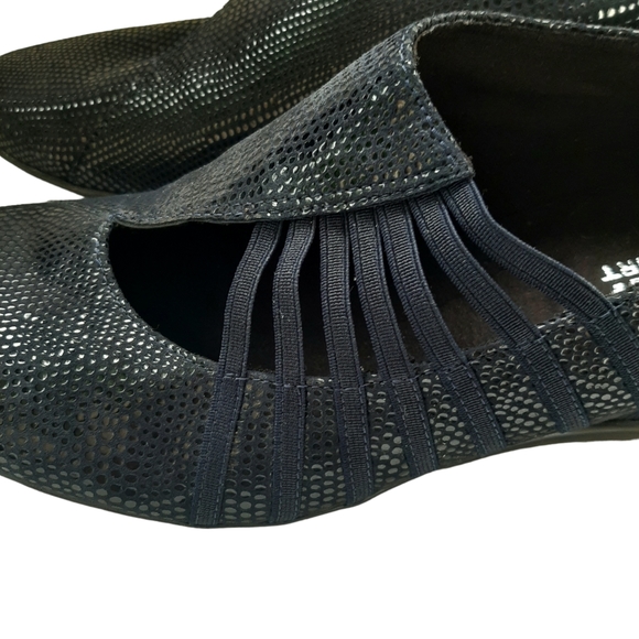 VANELI SPORT Chineka Reptile Embossed Leather Wedge Slip-ons Sz 9 Black - Picture 3 of 10